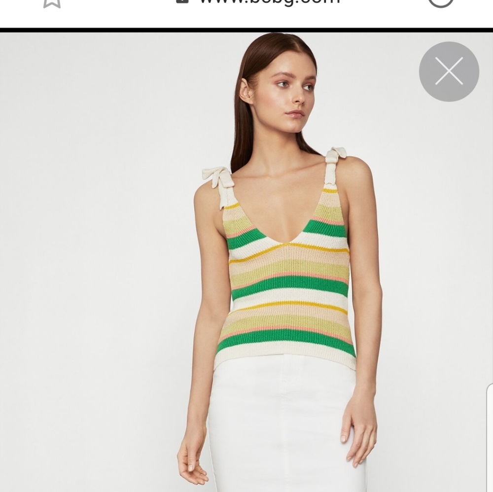 Bcbgmaxazria ribbed bow tie top.